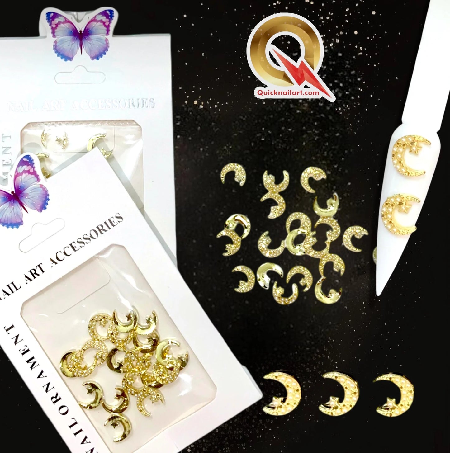 3D Shiny Moon And Star Charms