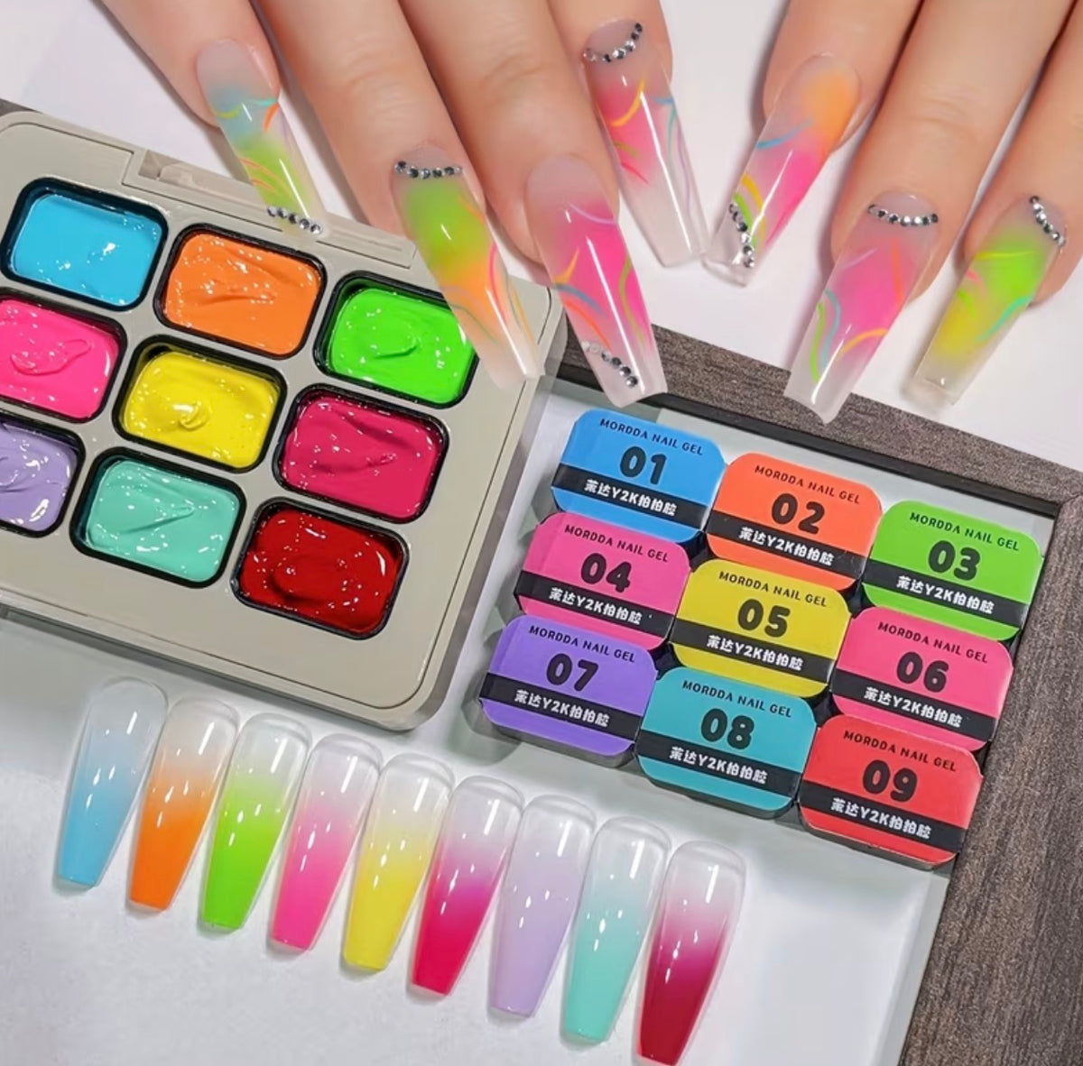 Ombre Gel Paste Pallet 9 Colors- Neon