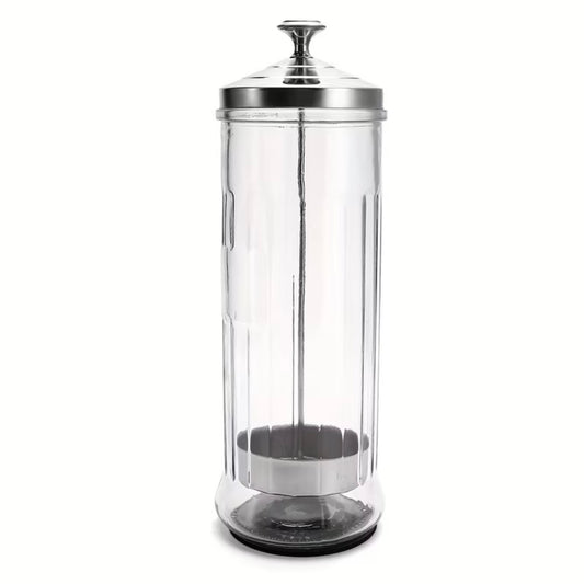 Barber Essential, Hairdressing Tool Sterilizer - Glass Disinfection Jar with Stainless Steel Lid for Salon & Barber Scissors, Combs & Accessories- Large