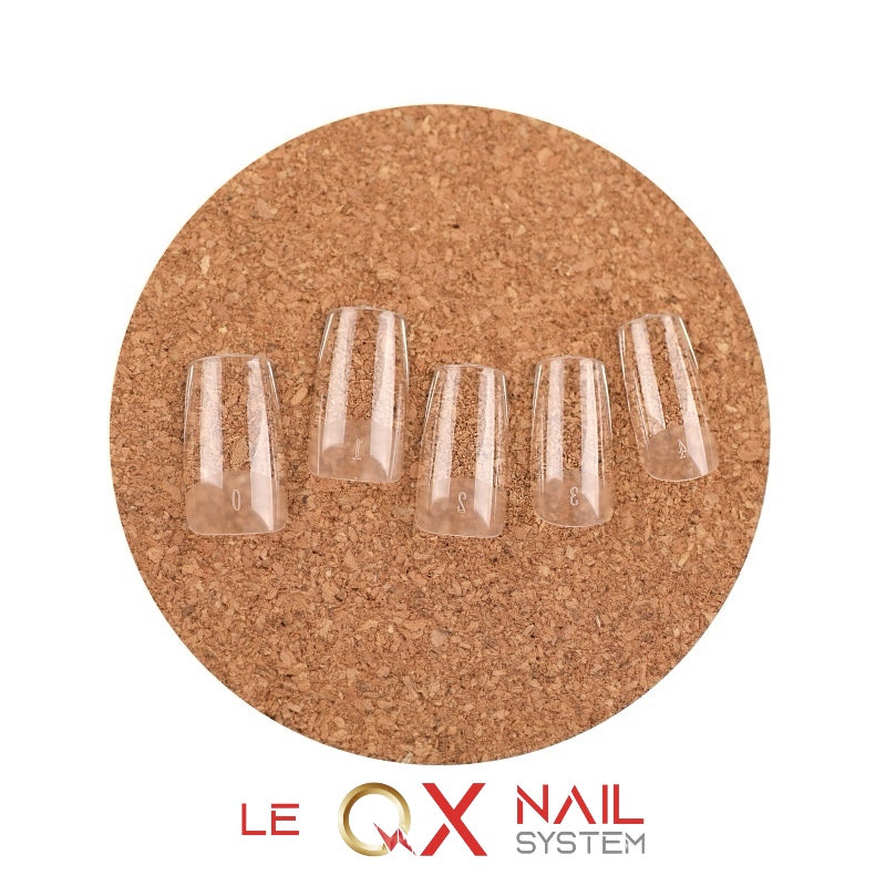 QX SOFT GEL TIPS - MEDIUM TAPERED SLEEK SQUARE - CLEAR - Full Coverage/ Prefile . Buy 3 FREE 1