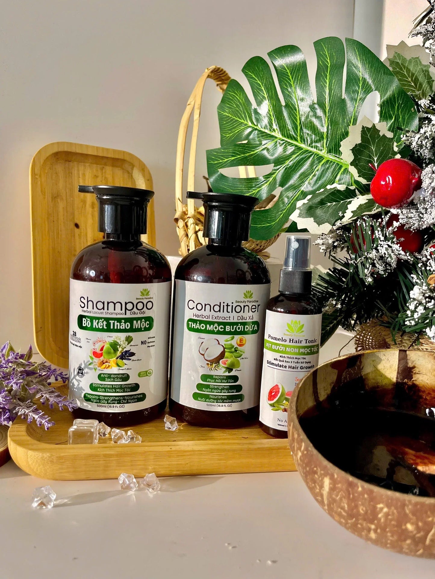 Herbal Shampoo- Conditioner- Pomelo Tonic Water- Hair Growth combo