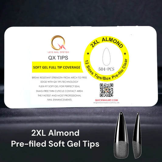SALE 2XL Almond  Soft-gel Tips Full Coverage/ Pre-file Clear. Buy 2 FREE 1