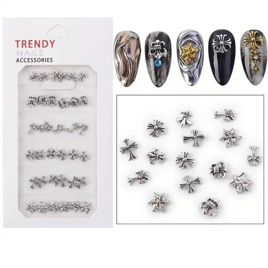 METAL CROSS NAIL CHARMS MIX