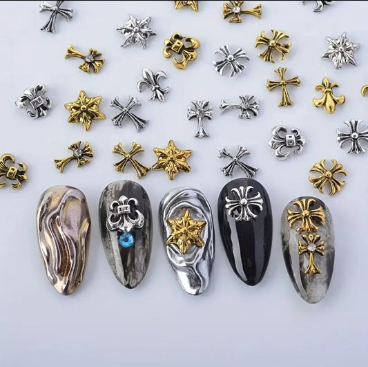 METAL CROSS NAIL CHARMS MIX