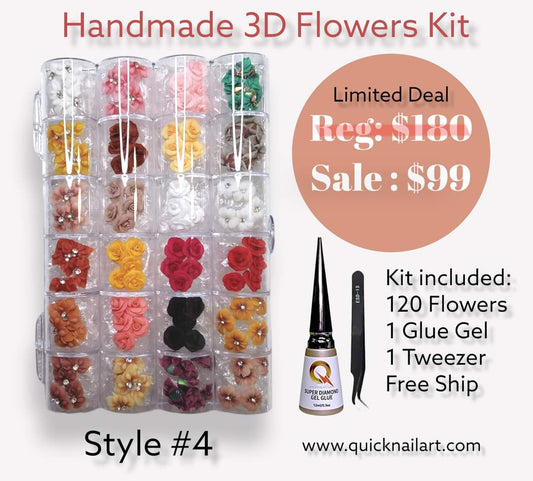 3D Flower Box 120 Flowers - Free Tweezer-Free Super Glue