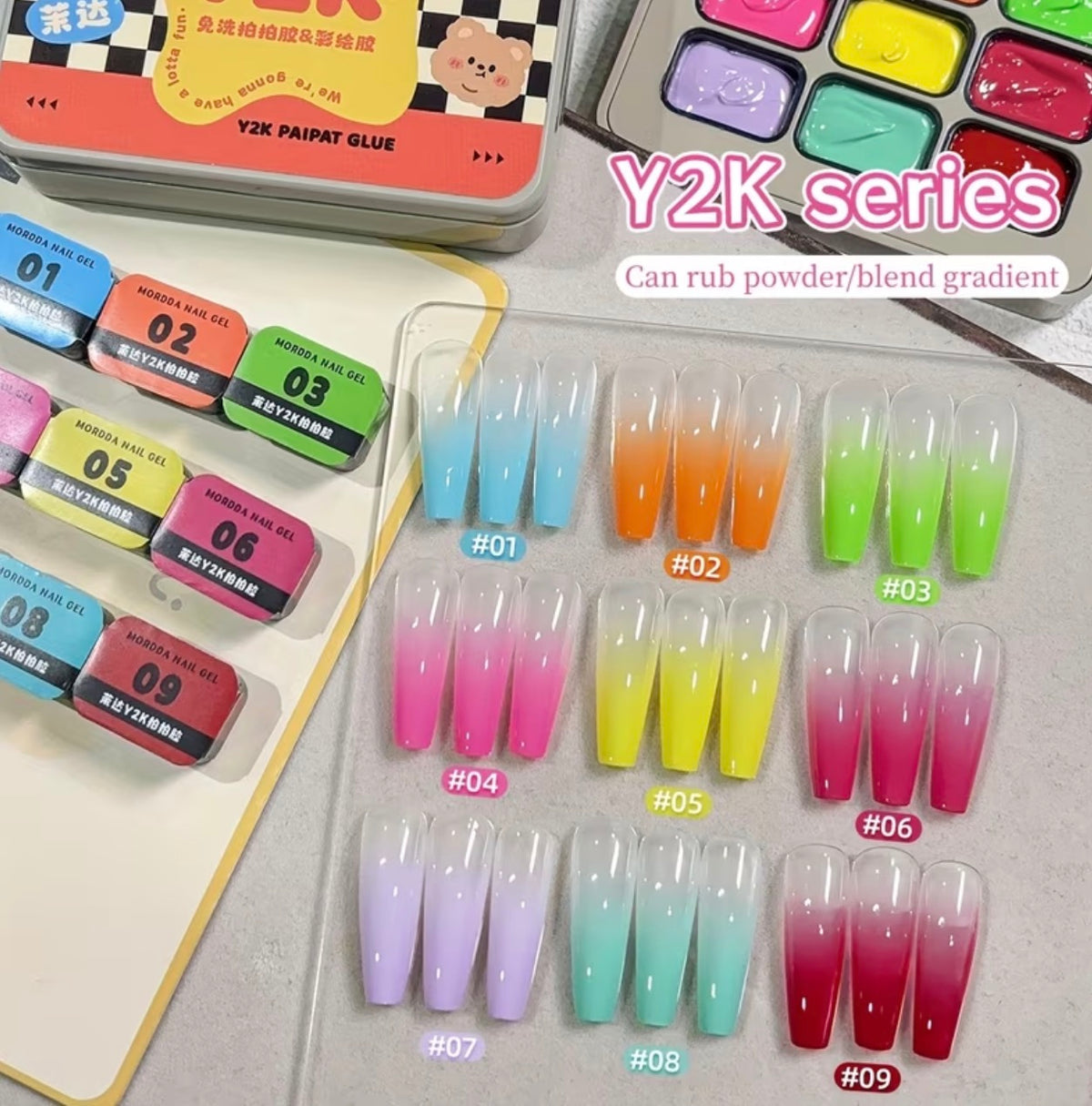Ombre Gel Paste Pallet 9 Colors- Neon