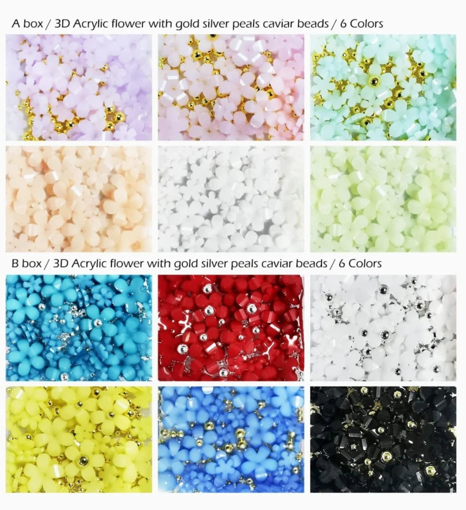 Daisy Mix size 3D flowers with beads/  Buy 5 free 1
