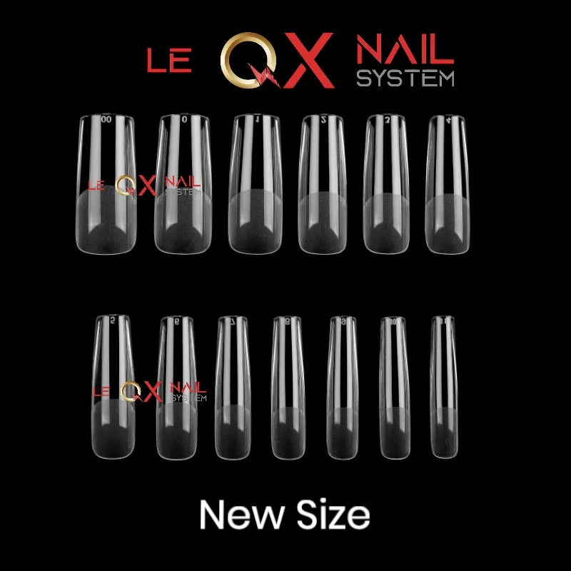 QX SOFT GEL TIPS - LONG SQUARE - Full Coverage/ Prefile Clear. Buy 3 FREE 1