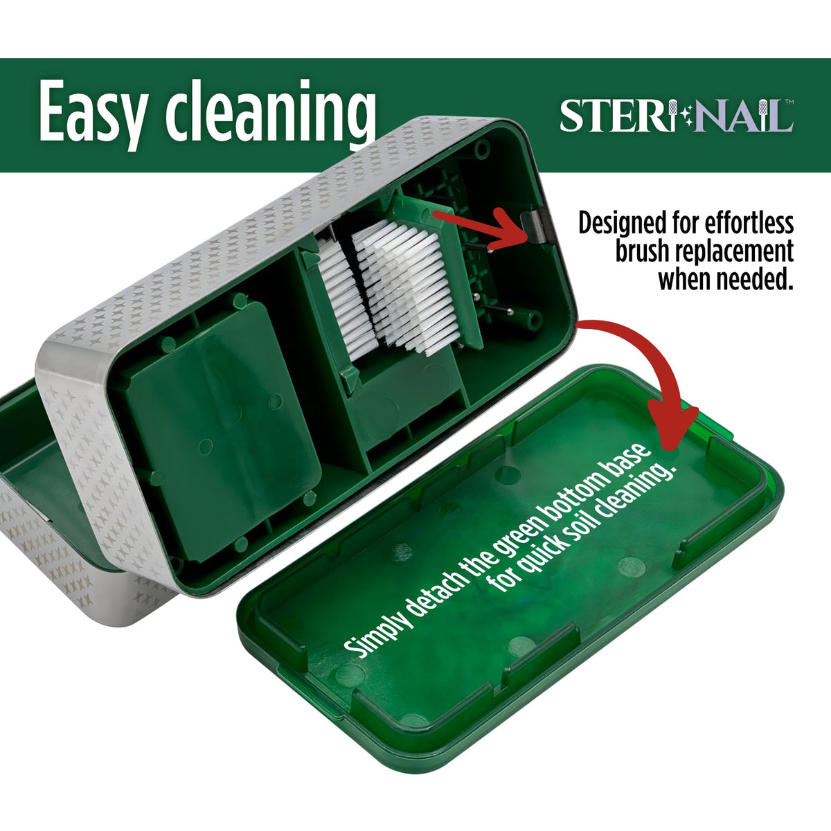Cleaning nail bits with SteriNail brushes