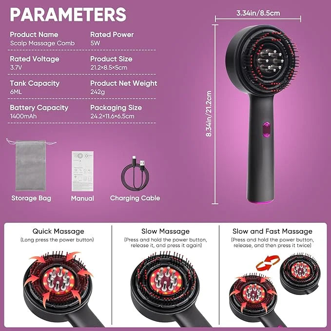 3 in 1 Scalp Massager Hair Growth Hair Oil Applicator, Electric Scalp Brush for Home,IPX7 Waterproof Electric Head Massager