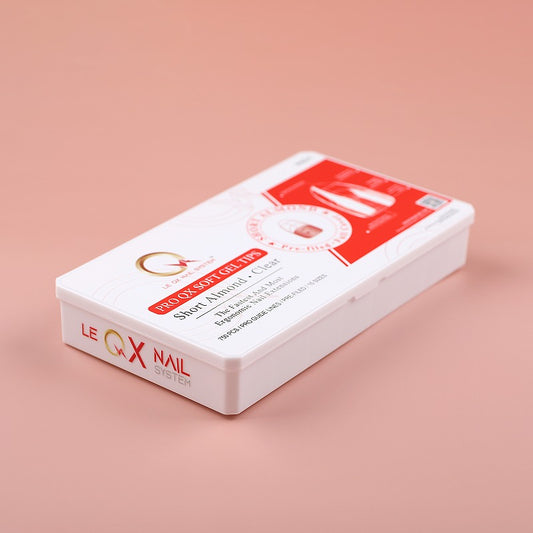 PRO QX TIPS- SHORT ALMOND-CLEAR-750 PCS- HALF MATTE- 15 SIZES - PRO GUIDE LINES- BUY 3 FREE 1