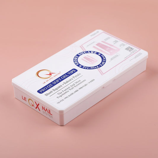 PRO QX TIPS- SHORT SQUARE-SAKURA PETALS-750 PCS- HALF MATTE- 15 SIZES - PRO GUIDE LINES- BUY 3 FREE 1