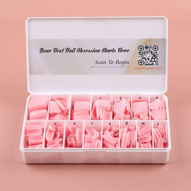 PRO QX TIPS- MEDIUM SQUARE-SAKURA PETALS-750 PCS- HALF MATTE- 15 SIZES - PRO GUIDE LINES- BUY 3 FREE 1 Copy Copy