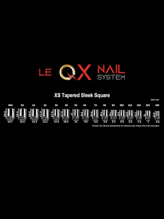 QX SOFT GEL TIPS - XS TAPERED SLEEK SQUARE - CLEAR - Full Coverage/ Prefile . Buy 3 FREE 1