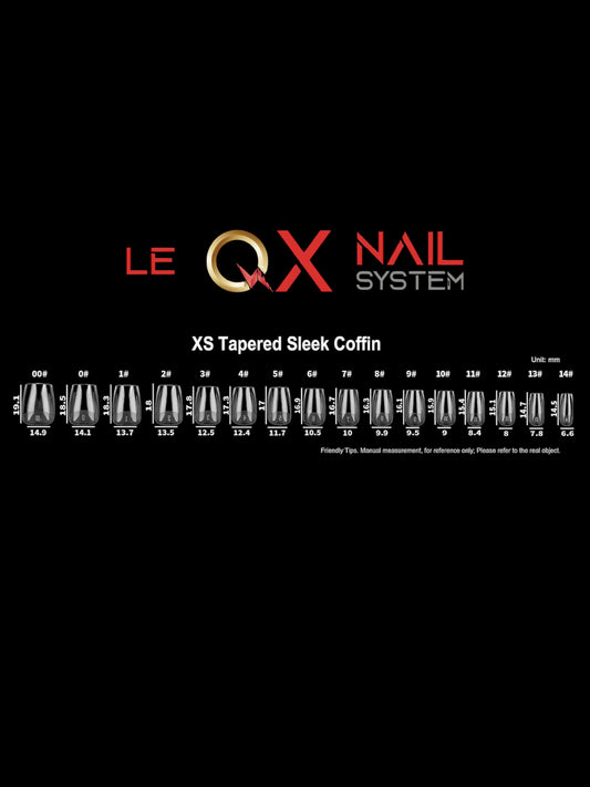 QX SOFT GEL TIPS - XS TAPERED SLEEK COFFIN - Full Coverage/ Prefile . Buy 3 FREE 1