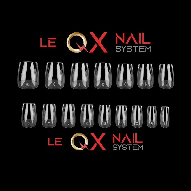 QX SOFT GEL TIPS - XS TAPERED SLEEK COFFIN - Full Coverage/ Prefile . Buy 3 FREE 1