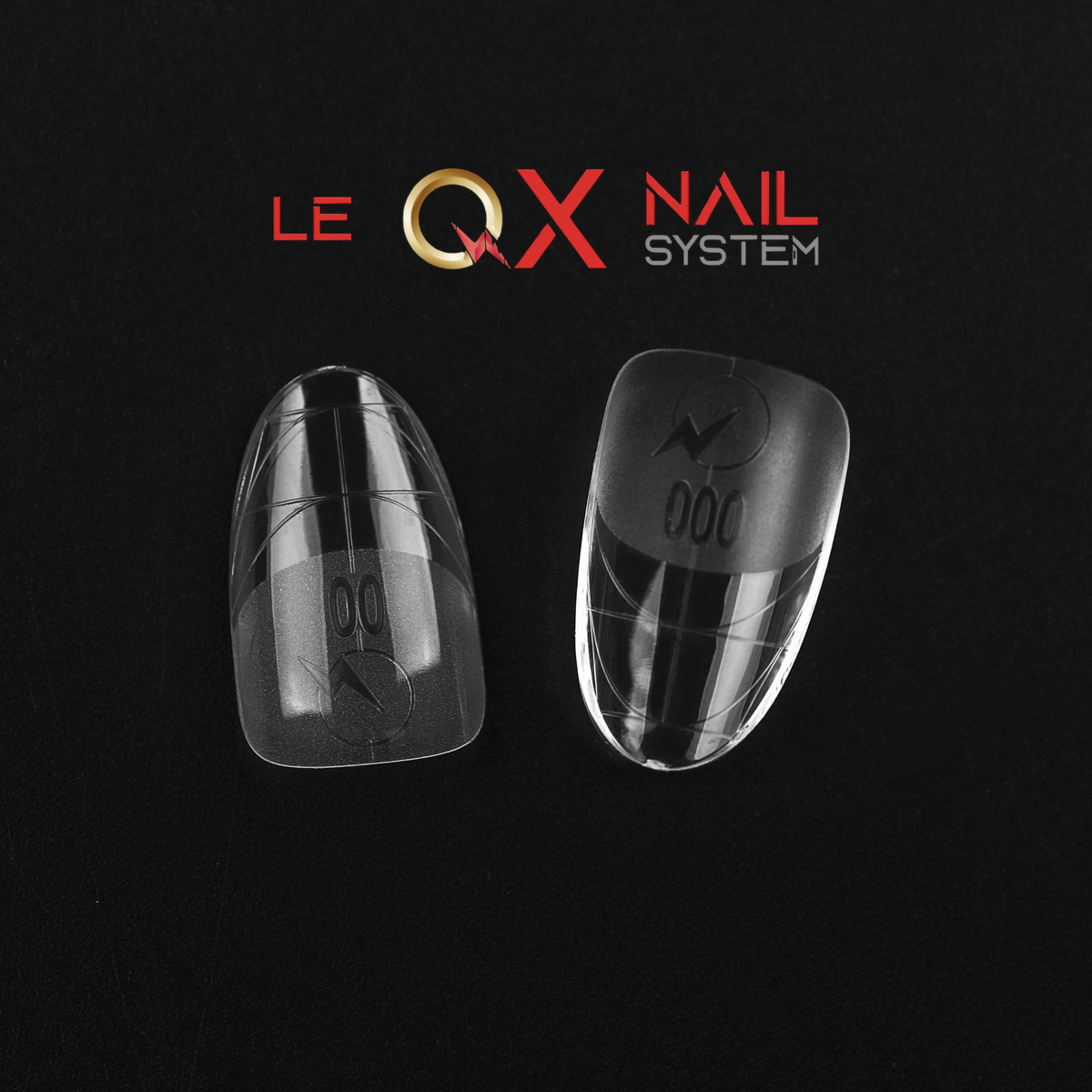 PUNTAS PRO QX - OVALO CORTO - TRANSPARENTE - 750 PIEZAS - SEMIMATE - 15 TAMAÑOS - LÍNEAS DE GUÍA PROFESIONALES - COMPRA 1 LLEVA 1
