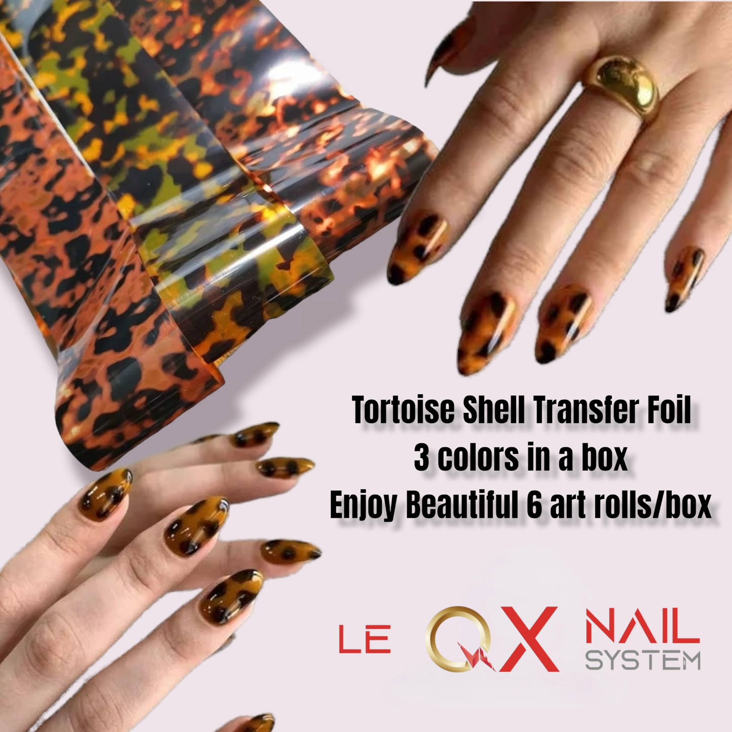 Tortoise Shell Transfer Foil Box - 3 beautiful style - 6 rolls/Box