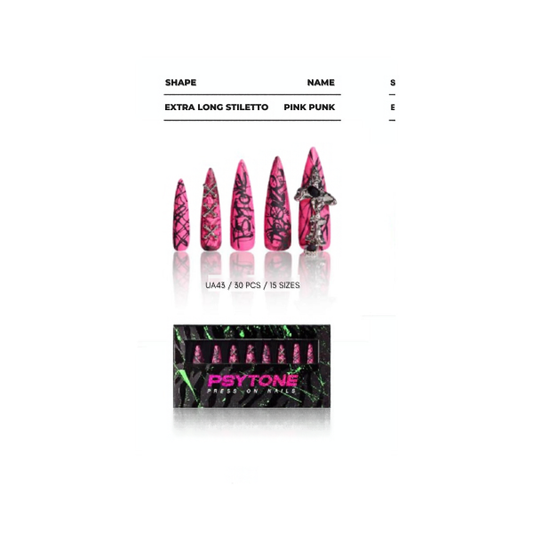 Pink Punk-184 Psytone press-on nail set (printed price removed)