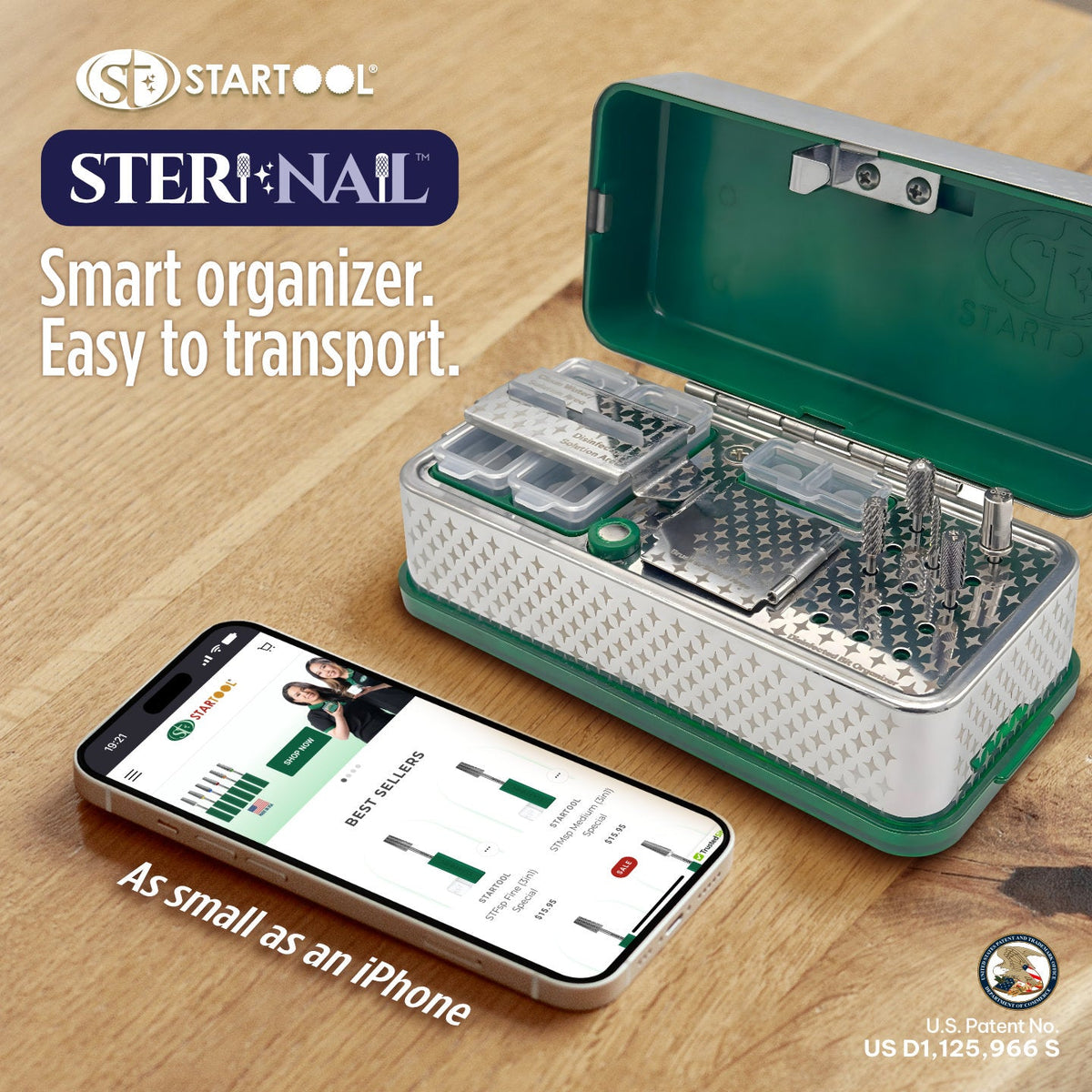 SteriNail magnetic closure sanitize box