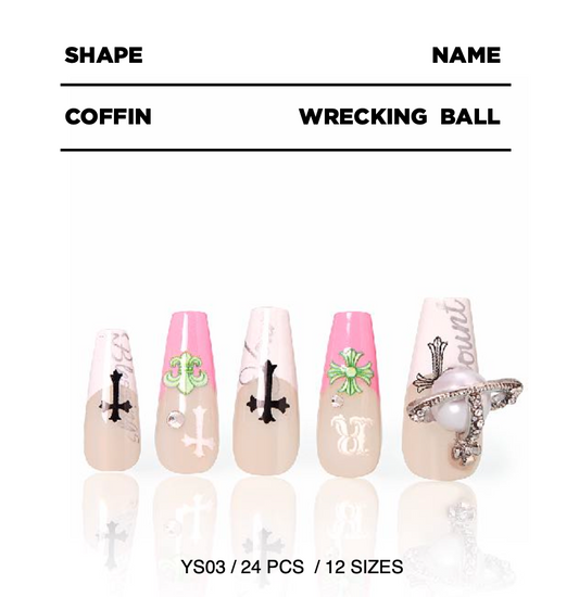 WRECKING BALL-YS03 coffin press-on nail design
