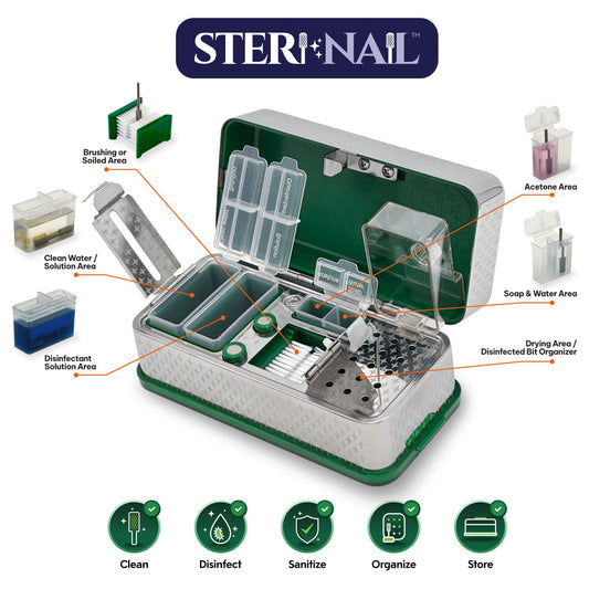 SteriNail stainless steel nail bit care system